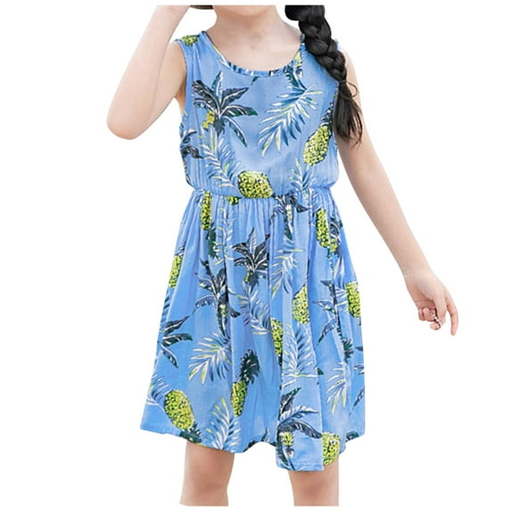 ibuvkizy Girls Summer Dresses Baby Princess Dress Toddler Baby Girls Sleeveless Dress Graphic Print Children's Clothing Toddler Birthday Party Gown Kids Cute