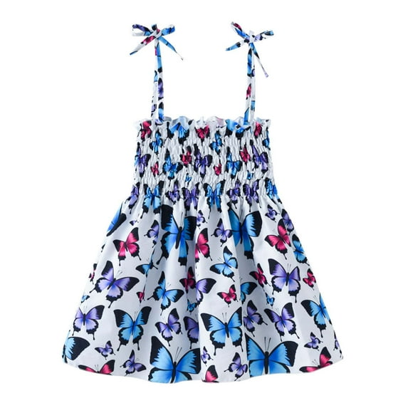 ibuvkizy Girls Summer Dresses Baby Princess Dress Toddler Baby Girls Sleeveless Sling Dress Graphic Print Children's Clothing Toddler Birthday Party Gown Kids Cute