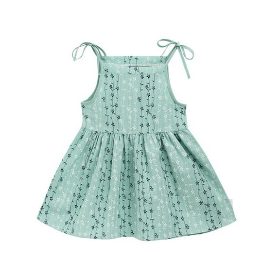 ibuvkizy Girls Summer Dresses Baby Princess Dress Toddler Kids Baby Girl Seaside Beach Dress Sling Skirt Floral Skirt Toddler Birthday Party Gown Kids Cute