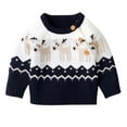 thumbnail image 1 of ibuvkizy Girls Sweaters!Boys and Girls Knitted Christmas Sweater Crewneck Pullover Sweater Long Sleeve Tops for Kids Dark Blue,3 Months, 1 of 5