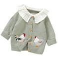 thumbnail image 1 of ibuvkizy Girls Sweaters Clearance!Baby Lapel Cute Chicken Embroidered Knitted Jacket for Boys and Girls Baby Versatile Tops Green,6 Months, 1 of 4