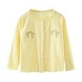 thumbnail image 1 of ibuvkizy Girls Sweaters!Girls Cardigan Children's Fashionable Floral Tie-dyed Corduroy Knitted Cardigan Long Sleeve Button Up Cardigan Girls Fall Outfits Yellow,140/5Y, 1 of 3