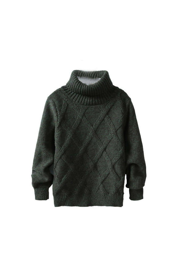 Girls Sweaters Fall Winter!Children's Turtleneck Sweater for Middle and Large Children's Clothing Thickened Velvet Winter Pullover Baby Bottoming Shirt Green,120/5 Years