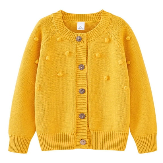 ibuvkizy Girls Sweaters!Girls Cardigan Boys and Girls Knitted Cotton Long Sleeve Sweater Cardigan Button Up Cardigan Toddler Baby Girl Fall Outfits Yellow,5 Years