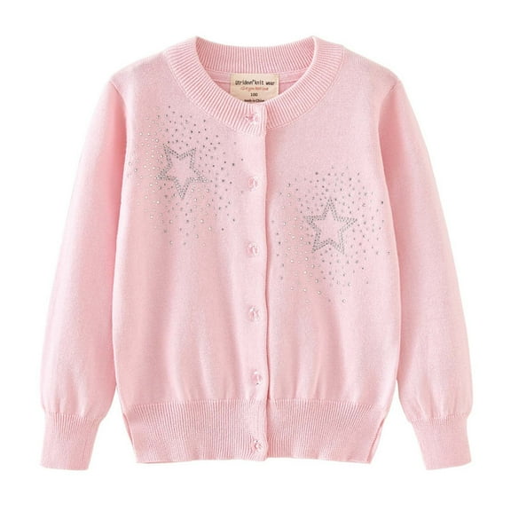 ibuvkizy Girls Sweaters!Girls Cardigan New Style with Skirt Star Hot Diamond Girls Knitted Cardigan Long Sleeve Button Up Cardigan Toddler Baby Girl Fall Outfits Pink,2 Years