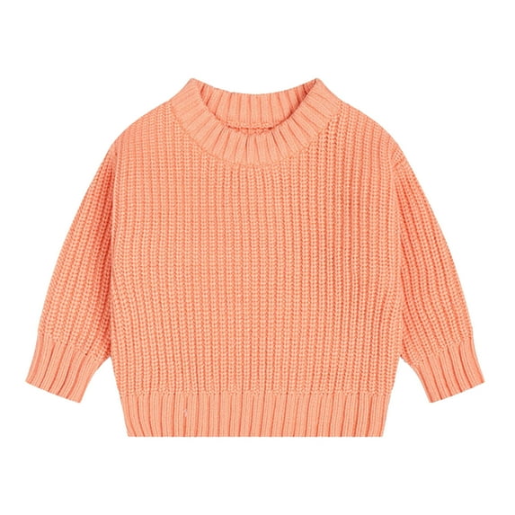 ibuvkizy Girls Sweaters!Toddler Baby Boys Girls Cute Solid Color Cute Winter Thick Casual Keep Warm Sweater Orange,12-18 Months