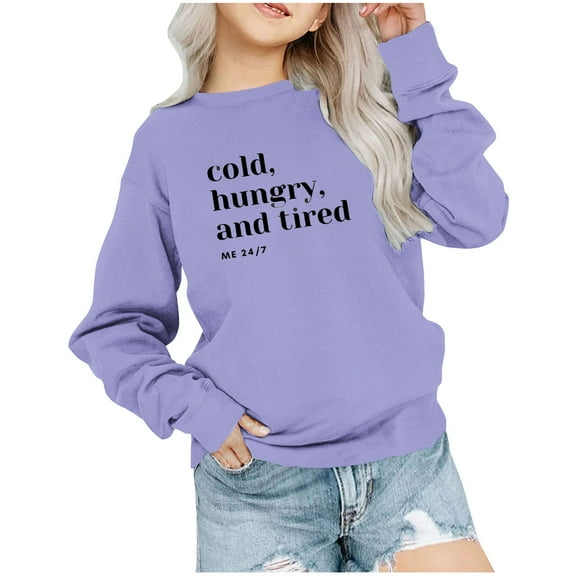 ibuvkizy Girls Sweatshirt!Graphic Sweatshirts for Girls Crewneck Oversized Sweatshirt Kids Fashion Long Sleeve Pullover Tops 1-12 Years,Purple