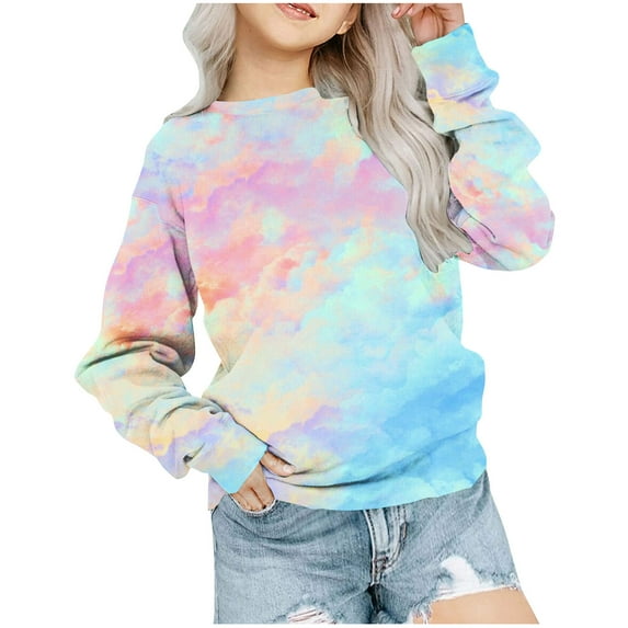 ibuvkizy Girls Sweatshirt!Graphic Sweatshirts for Teen Girls Crewneck Oversized Sweatshirt Kids Fashion Long Sleeve Pullover Tops 1-12 Years