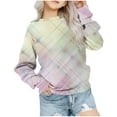 thumbnail image 1 of ibuvkizy Girls Sweatshirt!Graphic Sweatshirts for Teen Girls Crewneck Oversized Sweatshirt Kids Fashion Long Sleeve Pullover Tops 1-12 Years, 1 of 5