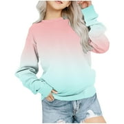 IBUVKIZY Girls Sweatshirt Clearance!Graphic Sweatshirts for Teen Girls Crewneck Oversized Sweatshirt Kids Fashion Long Sleeve Pullover Tops 1-12 Years