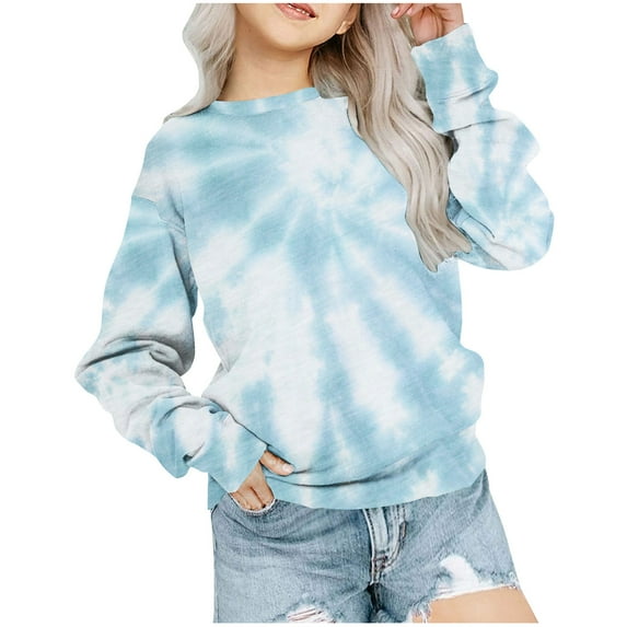 ibuvkizy Girls Sweatshirt,Graphic Sweatshirts for Teen Girls Crewneck Oversized Sweatshirt Kids Fashion Long Sleeve Pullover Tops 1-12 Years