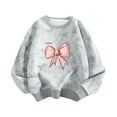 thumbnail image 1 of ibuvkizy Girls Sweatshirt!Graphic Sweatshirts for Girls Tie Printed Fleece Hoodie for Girls Winter Round Neck Children Clothing Long Sleeved Base Shirt Gray,6 Years, 1 of 3
