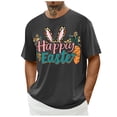 thumbnail image 1 of ibuvkizy Graphic T Shirts for Men Easter Bunny Printed Short Sleeve Shirt,Men's Casual Short Sleeve Easter Print Crew-neck Top Gray,XXL, 1 of 4
