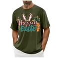 thumbnail image 1 of ibuvkizy Graphic T Shirts for Men Easter Bunny Printed Short Sleeve Shirt,Men's Casual Short Sleeve Easter Print Crew-neck Top Green,M, 1 of 4