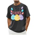 thumbnail image 1 of ibuvkizy Happy Easter Shirts for Men Egg Printed Shirts,Men's Casual Easter Print Crew-neck Short Sleeve Top/shirt Gray,S, 1 of 4