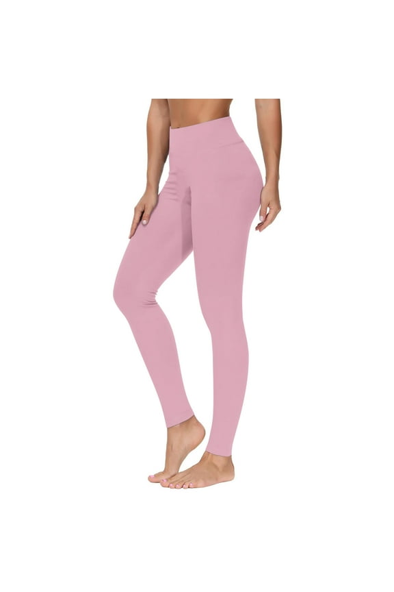 High Waisted Leggings for Women Tummy Control,Women's Solid Color Yoga Exercise Leggings Casual Pants Leggings Pink,L
