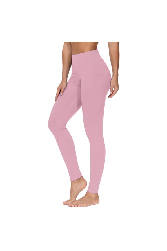 High Waisted Leggings for Women Tummy Control,Women's Solid Color Yoga Exercise Leggings Casual Pants Leggings Pink,XL
