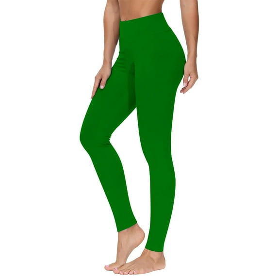 ibuvkizy High Waisted Leggings for Women Tummy Control,Women's Solid Color Yoga Exercise Leggings Yoga Casual Pants Leggings Green,S