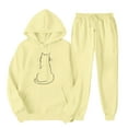 thumbnail image 1 of ibuvkizy Hoodie Sweatsuits Women 2 Piece Outfit!Men's and Women's Sports Tracksuits Long Sleeve Pullover Hoodies Sweatshirt Loose Coat and Sweatpants Fall Winter Suit Yellow,L, 1 of 7