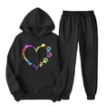 thumbnail image 1 of ibuvkizy Hoodie Sweatsuits Women 2 Piece Outfit!Men's and Women's Sports Tracksuits Long Sleeve Pullover Hoodies Sweatshirt Loose Coat and Sweatpants Fall Winter Suit Black,XXL, 1 of 7