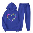 thumbnail image 1 of ibuvkizy Hoodie Sweatsuits Women 2 Piece Outfit!Men's and Women's Sports Tracksuits Long Sleeve Pullover Hoodies Sweatshirt Loose Coat and Sweatpants Fall Winter Suit Blue,S, 1 of 7