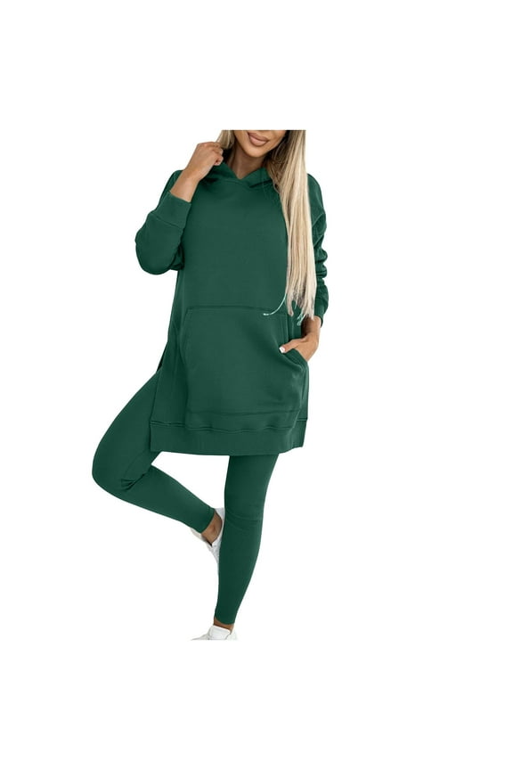 Hoodie Sweatsuits Women 2 Piece Outfit!Women Sweat Suit Hoodie and Leggings Casual and Comfortable Sweatshirt 2 Piece Suit Green,S