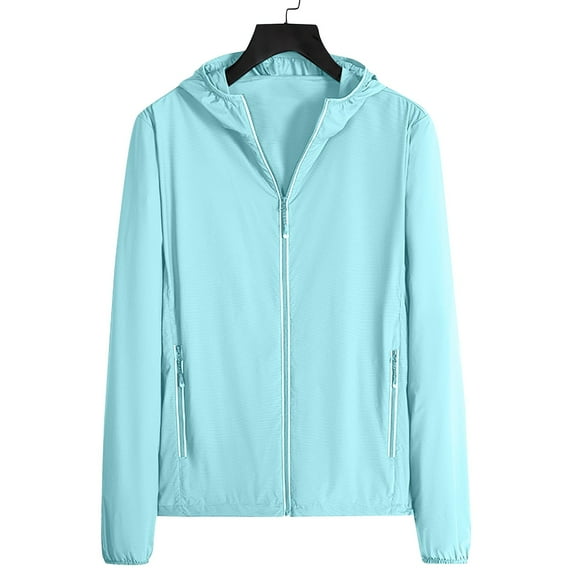 ibuvkizy Hoodies for Mens Lightweight Sun Hoodie Men's Hooded Long Sleeved Casual Daily Light and Thin Sun Protection Shirt Light Blue,XXL