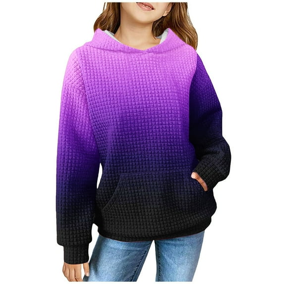 ibuvkizy Hoodies for Teen Girls!Girls Hoodies Middle Big Girls Half Zip Crewneck Sweatshirt Long Sleeve Pullover Tops Crop Tops Kids Fleece Sweatshirts for 5-14 Years Purple,5-6Years