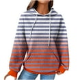 thumbnail image 1 of ibuvkizy Hoodies for Women Striped Sweatshirt Crewneck Long Sleeve Lightweight Fall Winter Hooded Sweatshirts Casual Fashion Color Block Pullover with Pockets, 1 of 5