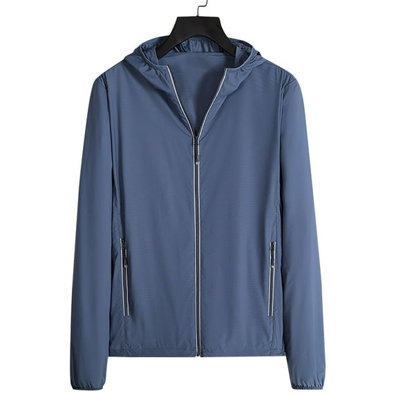 ibuvkizy Hoodies for Mens Lightweight Sun Hoodie Men's Hooded Long Sleeved Casual Daily Light and Thin Sun Protection Shirt Blue,XXXXL