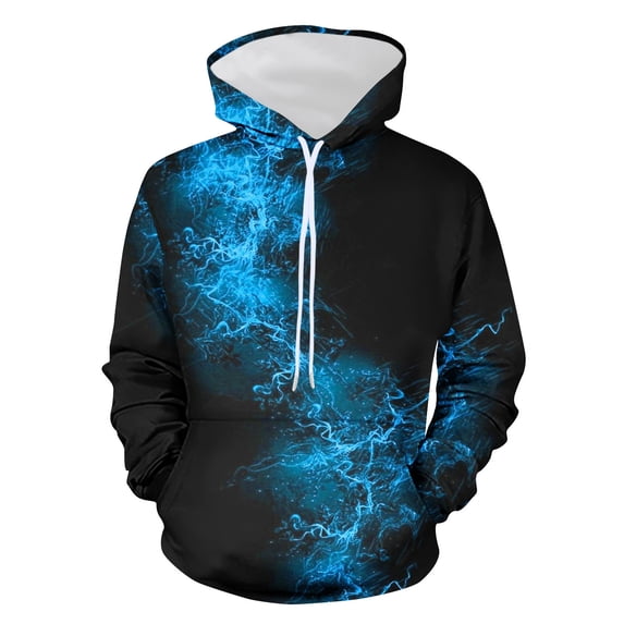 ibuvkizy Hoodies for Men with Pocket Men's Hoodie Non Positioning Print Pullover Casual Long Sleeved Sweatshirt Blue,S