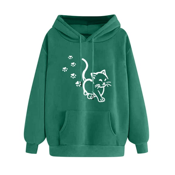 ibuvkizy Hoodies for Women Print Winter Hoodie Pullover Tops Long Sleeved Comfortable Sweatshirt with Pockets Army Green,XXL