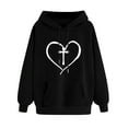 thumbnail image 1 of ibuvkizy Hoodies for Women Clearance!Women's Print Winter Hoodie Pullover Tops Long Sleeved Comfortable Sweatshirt with Pockets Black,XL, 1 of 3