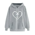 thumbnail image 1 of ibuvkizy Hoodies for Women Clearance!Women's Print Winter Hoodie Pullover Tops Long Sleeved Comfortable Sweatshirt with Pockets Gray,XXL, 1 of 3