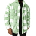 thumbnail image 1 of ibuvkizy Jackets for Men,Winter Coats for Men's Casual Personality Warm Checkered Pocket Button Lapel Fashion Long Sleeve Shirt Mint Green,M, 1 of 5