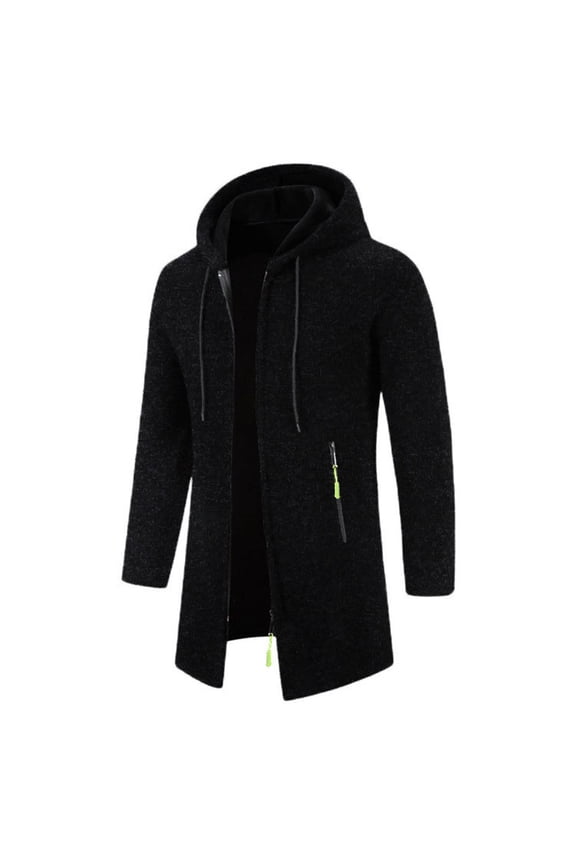 Jackets for Men,Winter Coats for Men's Hooded Mid-Length Thin Velvet Loose Large Size Thin Velvet Sweater Jacket Knitted Cardigan Tops Jacket Black,XXL