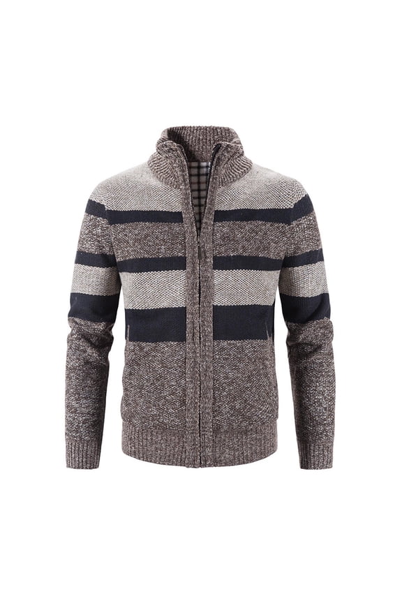 Jackets for Men,Winter Coats for Men Casual Fashion Large Size Fleecing Splice Stand Collar Zipper Sweater Coat Coffee,M