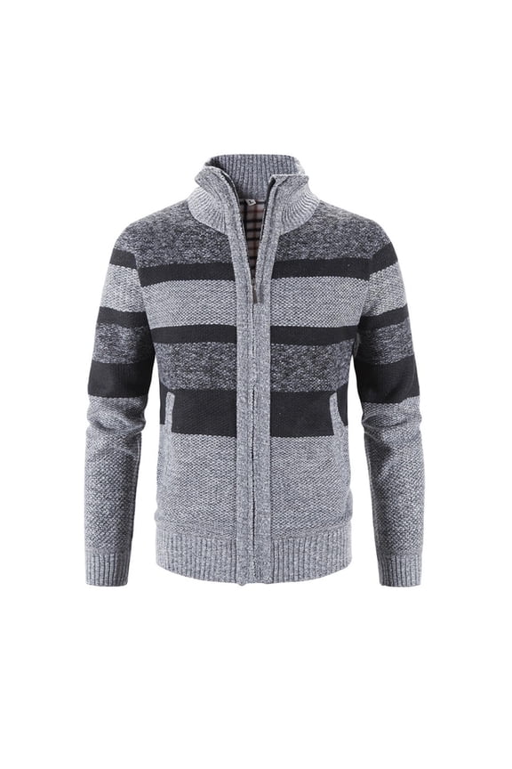 Jackets for Men,Winter Coats for Men Casual Fashion Large Size Fleecing Splice Stand Collar Zipper Sweater Coat Gray,M