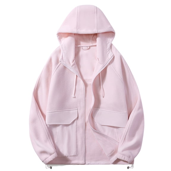 ibuvkizy Jackets for Men,Winter Coats for Fashionable Men's Solid Color Long Sleeve Hooded Casual Outwear Jackets Pink,S