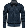 thumbnail image 1 of ibuvkizy Jackets for Men,Winter Coats for New Style Men Casual Fashion Fleecing Stand Collar Zipper Long Sleeve Knitted Sweater Coat Blue,M, 1 of 7