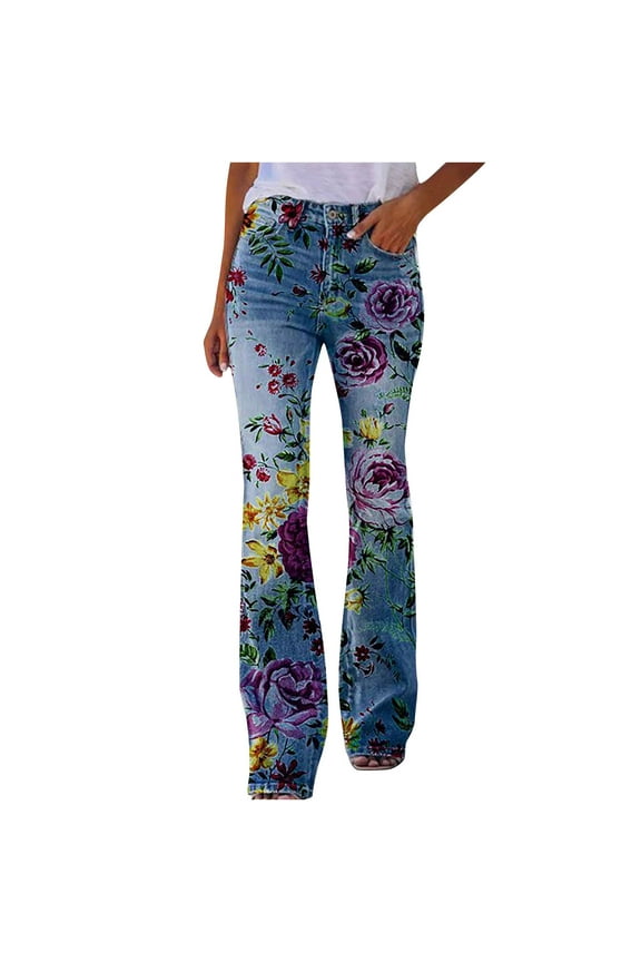 Jeggings for Women Elastic Waist Stretchy Denim Print Leggings Plus Size Jean Work Jeggings Tights Slimming Pant Blue,XXL