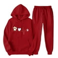 thumbnail image 1 of ibuvkizy Jogger Sets for Women 2 Piece!Men's and Women's Sports Tracksuits Long Sleeve Pullover Hoodies Sweatshirt Loose Coat and Sweatpants Fall Winter Suit Red,XXL, 1 of 7