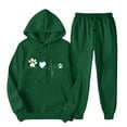 thumbnail image 1 of ibuvkizy Jogger Sets for Women 2 Piece!Men's and Women's Sports Tracksuits Long Sleeve Pullover Hoodies Sweatshirt Loose Coat and Sweatpants Fall Winter Suit Green,XXL, 1 of 7