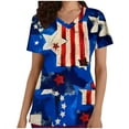 thumbnail image 1 of ibuvkizy Independence Day Shirts for Women Fashion American Flag Tops Patriotic Print Short Sleeve T-Shirts Red White Blue Shirts for Women Blue L, 1 of 5