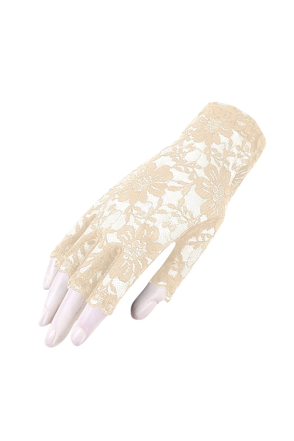 Lace Gloves Women,Floral Lace Half-Finger Gloves - Openwork Mesh Stretch Lightweight Breathable Fingerless Style for Spring/Summer/Fall,Gifts for Women