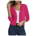 thumbnail image 1 of ibuvkizy Light Summer Cardigan Womens 3/4 Sleeve Cardigan Knitted Sweaters Blouses Casual Soft Loose Comfy Cropped Cardigan Tops Everyday Wear Beach Vacation Outfits Trendy Cardigan, 1 of 5