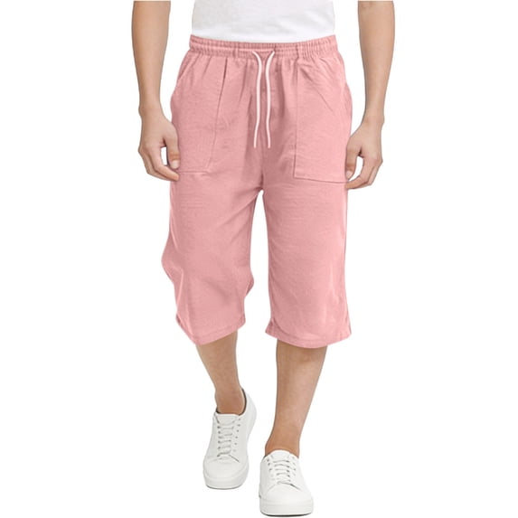 ibuvkizy Linen Boys Pants Back to School Jogger Pants with Pockets Elastic Waist Drawstring Summer Trousers