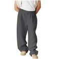 thumbnail image 1 of ibuvkizy Linen Pants Men with Multiple Pockets Solid Casual Zipper Button Outdoor Lounge Trouser Long,Sizes S-3XL, 1 of 6