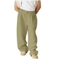 thumbnail image 1 of ibuvkizy Linen Pants Men with Multiple Pockets Solid Casual Zipper Button Outdoor Lounge Trouser Long,Sizes S-3XL, 1 of 6