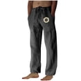thumbnail image 1 of ibuvkizy Linen Pants Men with Pockets Open Bottom Drawstring Elastic Waist Casual Solid Color Linen Straight Leg Pants,Sizes S-2XL, 1 of 4